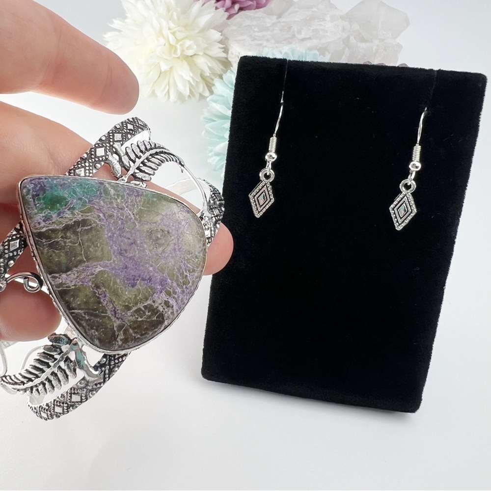 *SOLD* Solid Sterling 925 Purpurite Pendant Bracelet Earrings Jewelry Lot - Picture 2 of 13